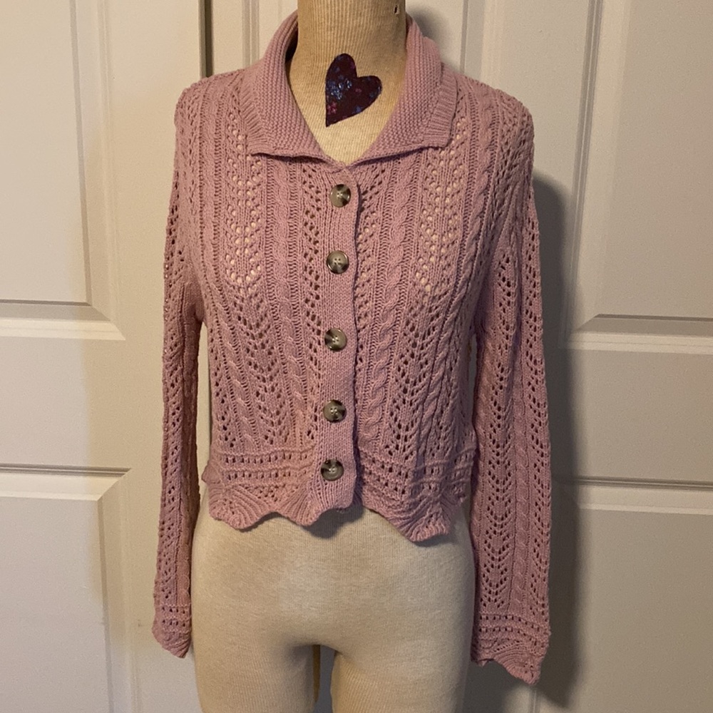 NWOT Jessica Simpson cropped lace cardigan